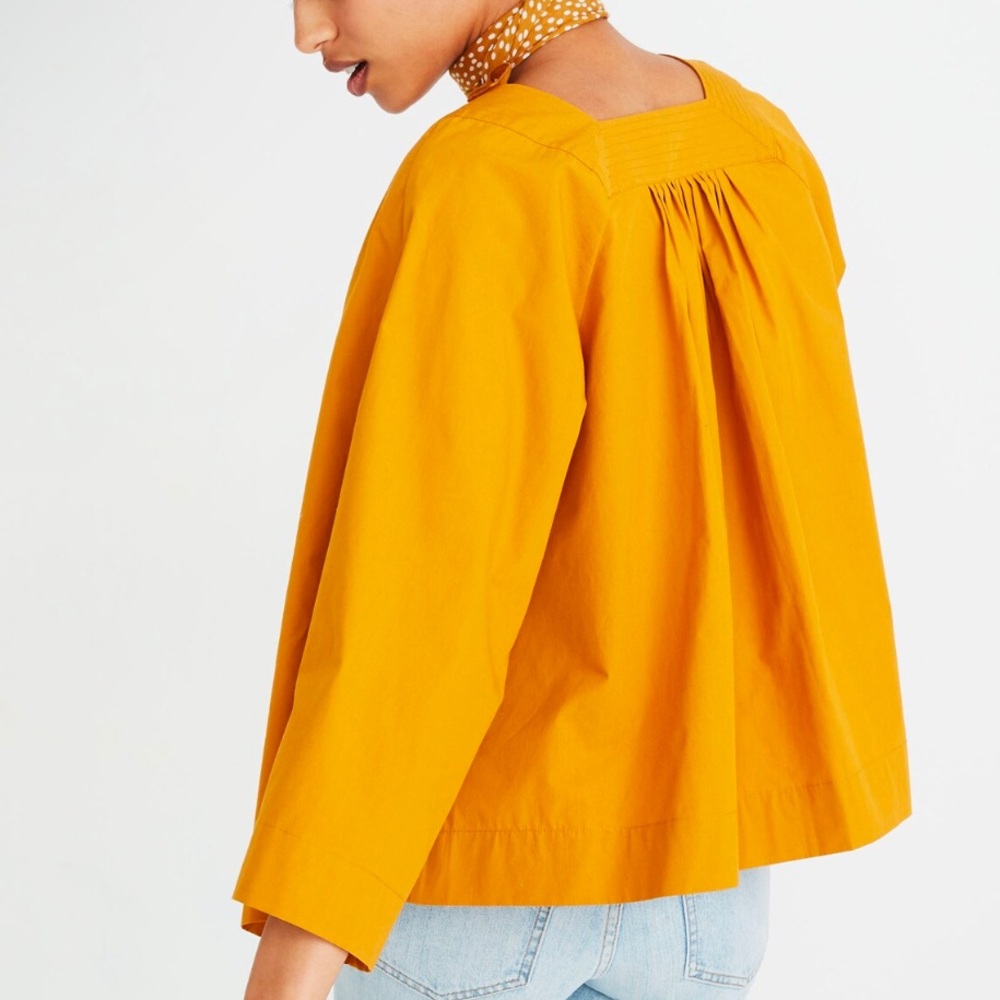 Madewell Square Neck Mustard Yellow Blouse Top - Picture 2 of 9